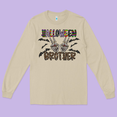 Halloween Brother Long Sleeve Tee Designed By Cowhidedigitalart