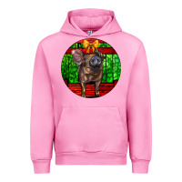 Fuchsia Pink christmas pig Urban Hoodie - LillyAllenDesigns
