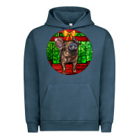 Pigment Midnight Navy christmas pig Urban Hoodie - LillyAllenDesigns