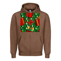Chestnut christmas surprise gift box seamless pattern Zipper Hoodie - BundleAndBundleShop
