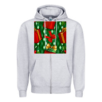 Heather Grey christmas surprise gift box seamless pattern Zipper Hoodie - BundleAndBundleShop