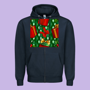 Christmas Surprise Gift Box Seamless Pattern Zipper Hoodie Designed By Bundleandbundleshop