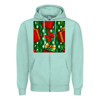 Seafoam christmas surprise gift box seamless pattern Zipper Hoodie - BundleAndBundleShop