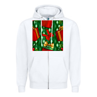 White christmas surprise gift box seamless pattern Zipper Hoodie - BundleAndBundleShop