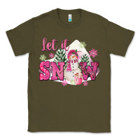 Army Green Let It Snow Pink Christmas Classic Tee - FaDigitalArtStudio