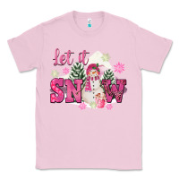 Bubblegum Pink Let It Snow Pink Christmas Classic Tee - FaDigitalArtStudio