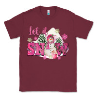 Burgundy Let It Snow Pink Christmas Classic Tee - FaDigitalArtStudio