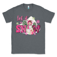 Charcoal Heather Let It Snow Pink Christmas Classic Tee - FaDigitalArtStudio