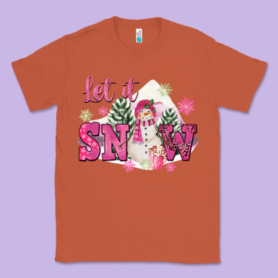 Let It Snow Pink Christmas Classic Tee Designed By Fadigitalartstudio