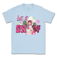 Dusty Blue Let It Snow Pink Christmas Classic Tee - FaDigitalArtStudio