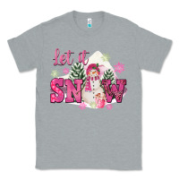Heather Grey Let It Snow Pink Christmas Classic Tee - FaDigitalArtStudio