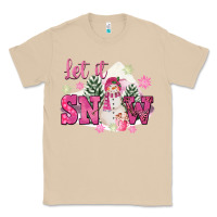 Mushroom Let It Snow Pink Christmas Classic Tee - FaDigitalArtStudio