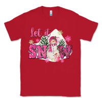 Red Let It Snow Pink Christmas Classic Tee - FaDigitalArtStudio