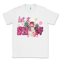 White Let It Snow Pink Christmas Classic Tee - FaDigitalArtStudio