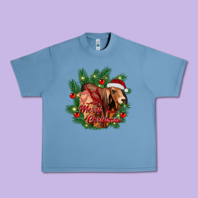 Merry Christmas Brahman Bull Urban Heavy Tee Designed By Ranaportraitstore