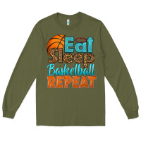 Army Green eat sleep basketball repeat Long Sleeve Tee - HRA Design Shop