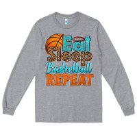 Heather Grey eat sleep basketball repeat Long Sleeve Tee - HRA Design Shop
