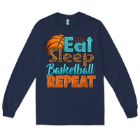 Navy eat sleep basketball repeat Long Sleeve Tee - HRA Design Shop
