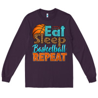 Plum eat sleep basketball repeat Long Sleeve Tee - HRA Design Shop