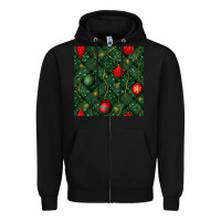 Black christmas ornaments seamless  pattern Zipper Hoodie - BundleAndBundleShop
