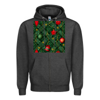 Charcoal Heather christmas ornaments seamless  pattern Zipper Hoodie - BundleAndBundleShop