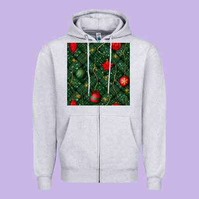 Christmas Ornaments Seamless  Pattern Zipper Hoodie Designed By Bundleandbundleshop