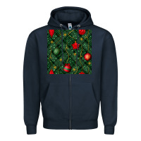 Navy christmas ornaments seamless  pattern Zipper Hoodie - BundleAndBundleShop