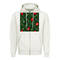 Oatmeal Heather christmas ornaments seamless  pattern Zipper Hoodie - BundleAndBundleShop