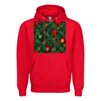Red christmas ornaments seamless  pattern Zipper Hoodie - BundleAndBundleShop