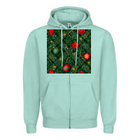 Seafoam christmas ornaments seamless  pattern Zipper Hoodie - BundleAndBundleShop