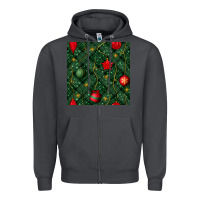 Smoke christmas ornaments seamless  pattern Zipper Hoodie - BundleAndBundleShop