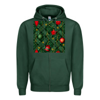 Sports Green christmas ornaments seamless  pattern Zipper Hoodie - BundleAndBundleShop