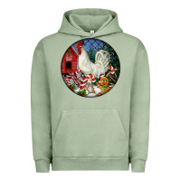 Pigment Oil Green leghorn rooster christmas ornament Urban Hoodie - LillyAllenDesigns