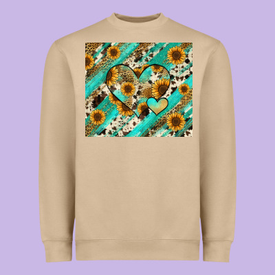 Heavyweight Sweatshirt leopard sunflower hearts