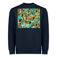 Navy leopard sunflower hearts Heavyweight Sweatshirt - RanaPortraitStore
