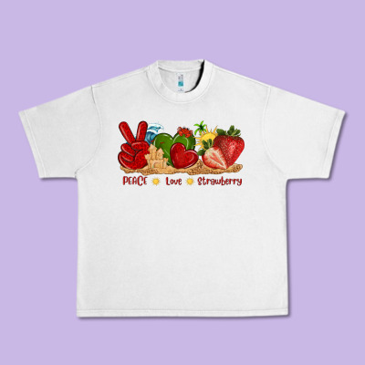 Peace Love Strawberry With Summer Urban Heavy Tee Designed By Texasbilliewilder