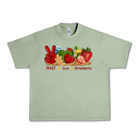 Oil Green peace love strawberry with summer Urban Heavy Tee - texasbilliewilder