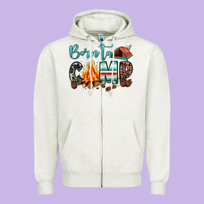 Born To Camp Zipper Hoodie Designed By Jahusdesignshop