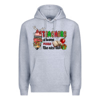 Heather Grey teachers always make the nice list Premium Hoodie - MaliasSmallBusiness