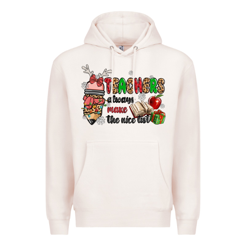Teachers Always Make The Nice List Premium Hoodie by MaliasSmallBusiness | Teevron