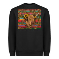 Black serape leopard turquoise sunflowers cow Heavyweight Sweatshirt - RanaPortraitStore