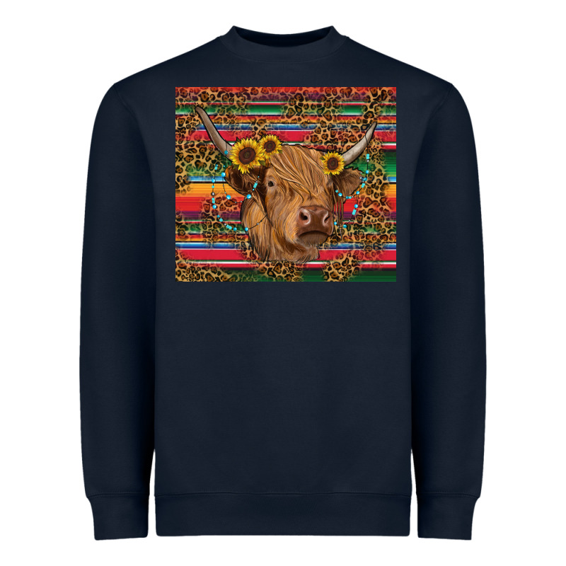 Serape Leopard Turquoise Sunflowers Cow Heavyweight Sweatshirt by RanaPortraitStore | Teevron