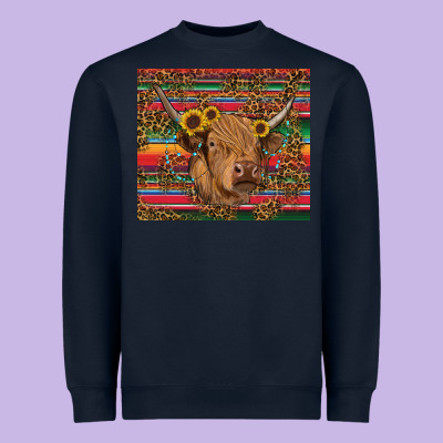 Heavyweight Sweatshirt serape leopard turquoise sunflowers cow