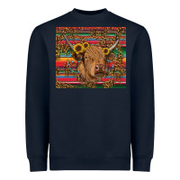 Navy serape leopard turquoise sunflowers cow Heavyweight Sweatshirt - RanaPortraitStore