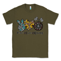 Army Green peace love racing Classic Tee - CowhideDigitalArt