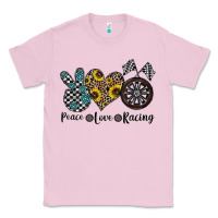Bubblegum Pink peace love racing Classic Tee - CowhideDigitalArt