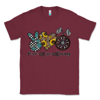 Burgundy peace love racing Classic Tee - CowhideDigitalArt