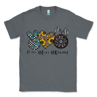 Charcoal Heather peace love racing Classic Tee - CowhideDigitalArt