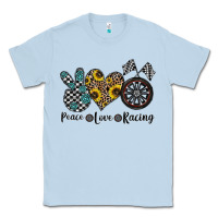 Dusty Blue peace love racing Classic Tee - CowhideDigitalArt