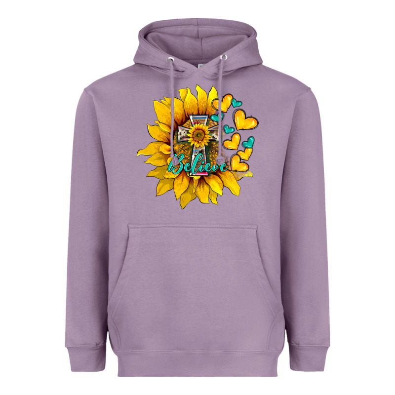 Western Sunflower  Cross Believe Heavyweight Hoodie by BarkalooDesign | Teevron